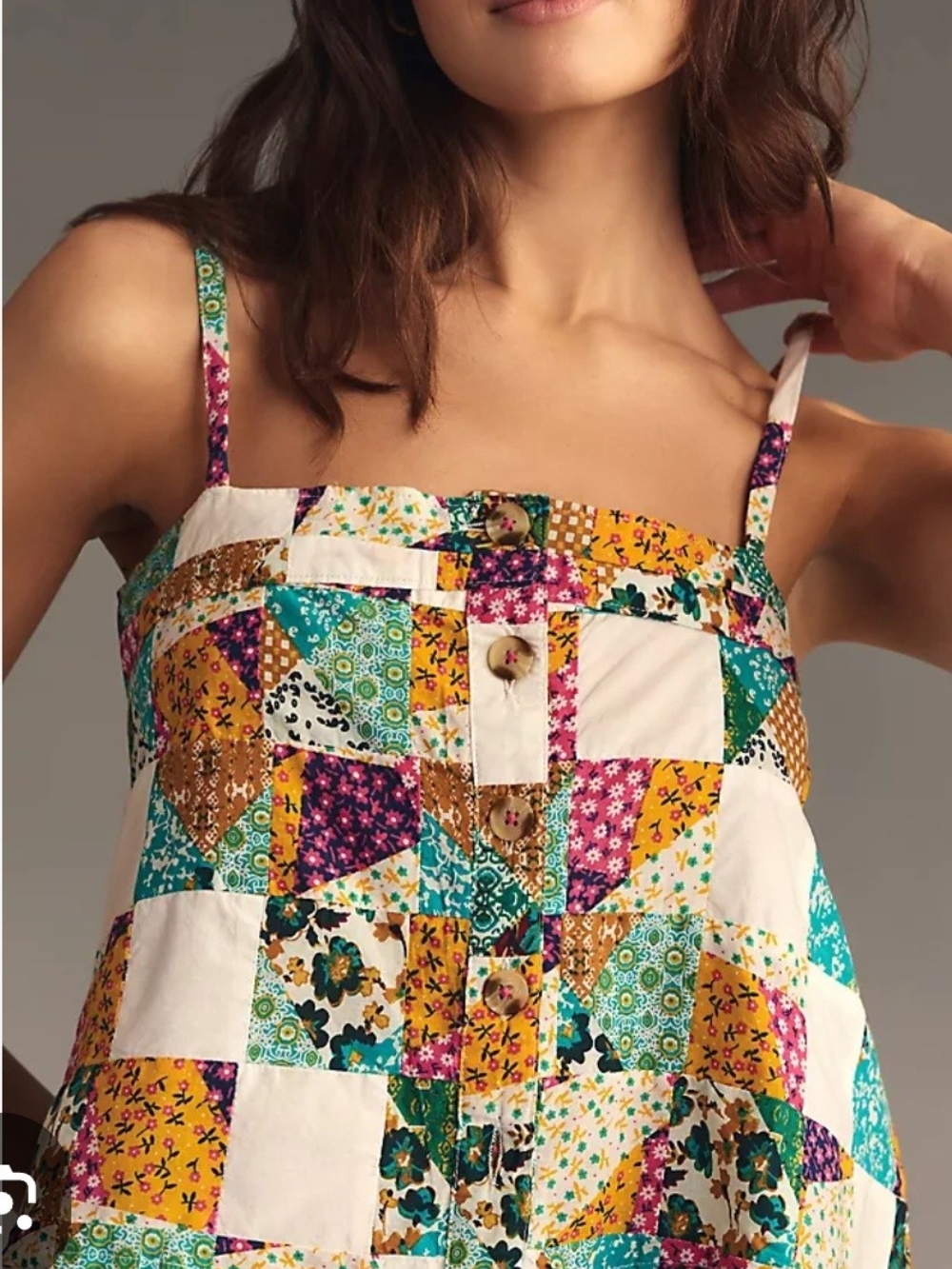 O Pilcro Boxy Patchwork Spaghetti-Strap Camisole Medium
